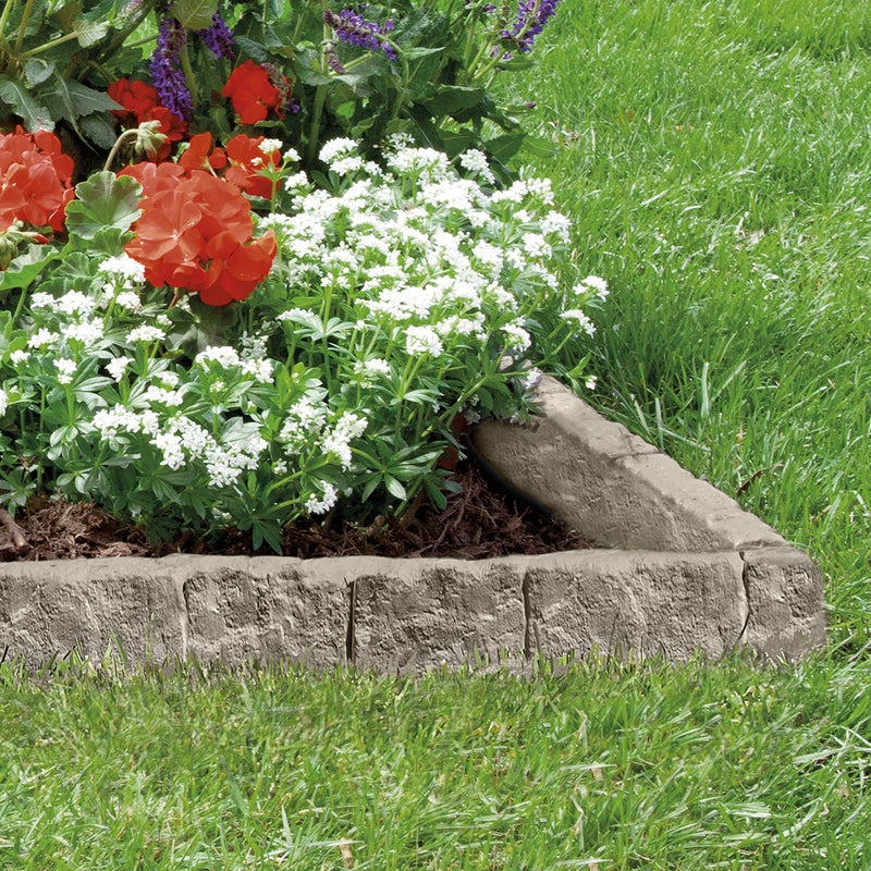 Suncast Interlocking Border Edging - Stone -Like Poly Construction for Garden, Lawn, and Landscape Edging - Water Resistant Border for Containing Trees, Flower Beds and Walkways - Light Taupe -Gray - Image 4